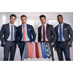 Lot Of 7 Mens Ties Silk Blend‎ Patterns Stripes Plaid Dots